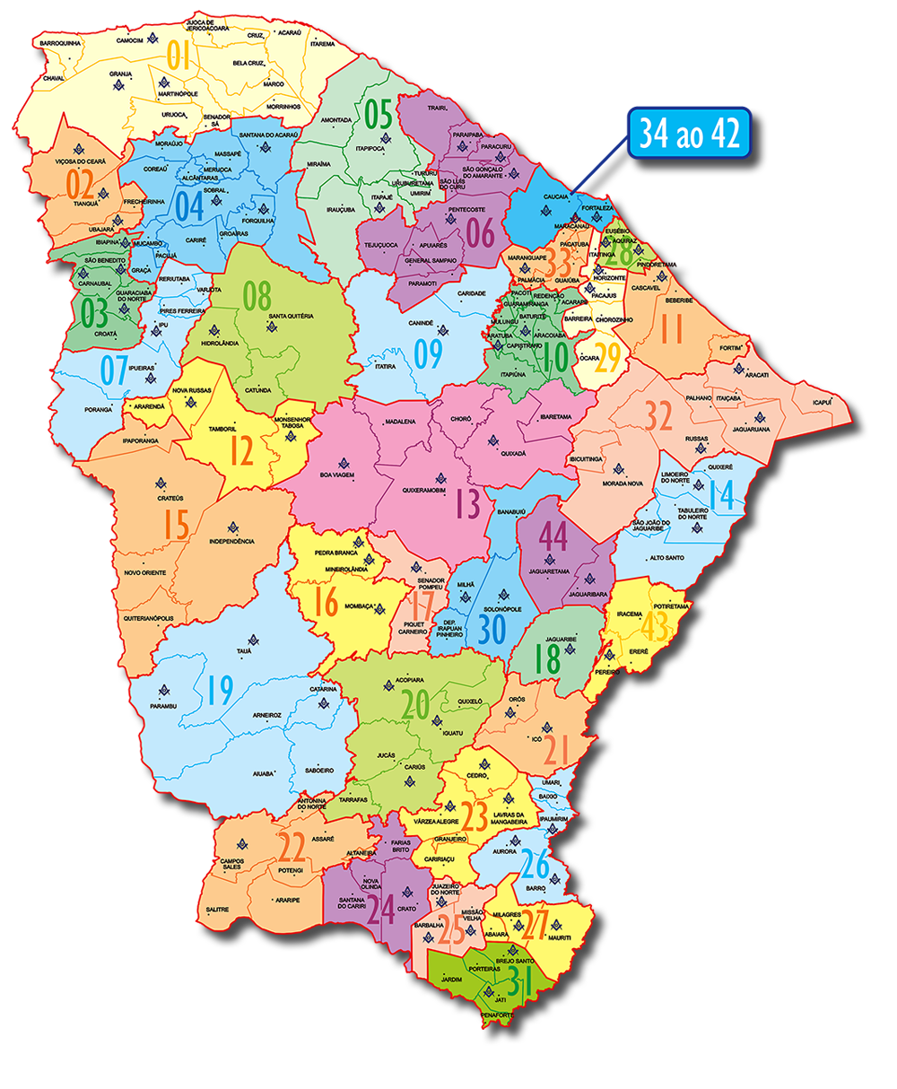 Mapa dos distritos do CE